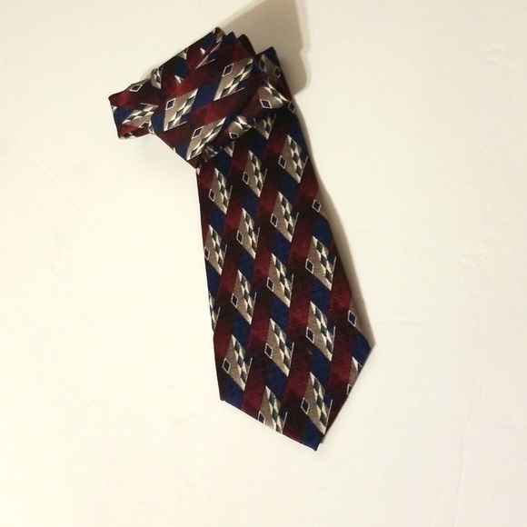 Stafford Exec Tie Woven USA Import Silk Tipped Bar & Slip String Red Blue 54" 4” - Picture 5 of 14